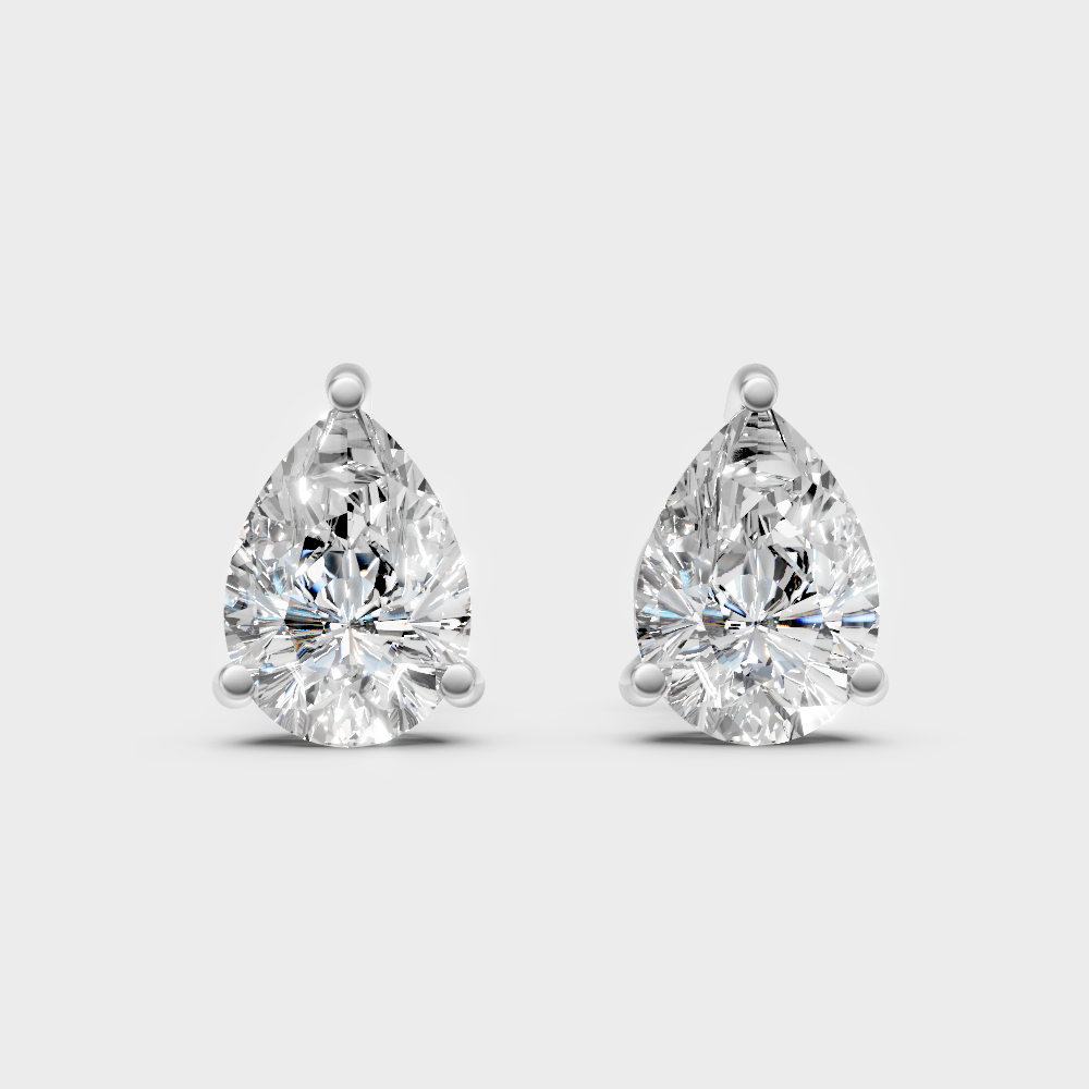 3.50 Ct Total Pear Cut Lab-Grown Diamond Earrings 1.75 Ct Each In White Gold